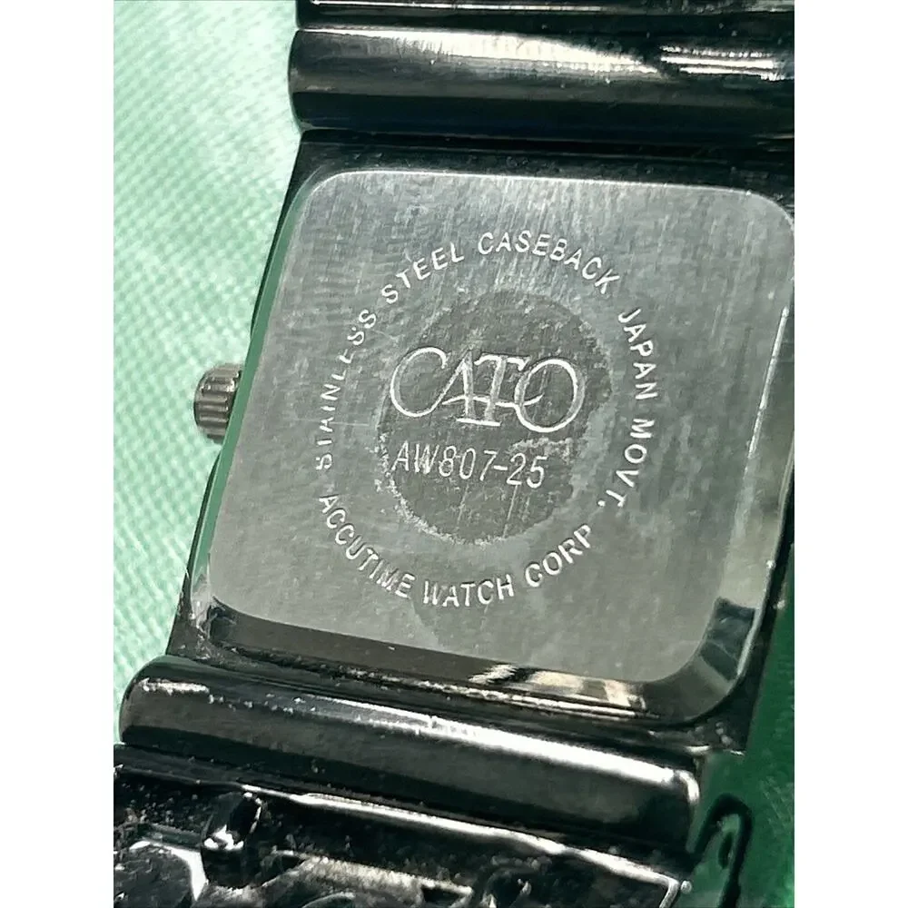 Cato Accutime Dark Silver/ Black Tone Women’s Cuff Watch